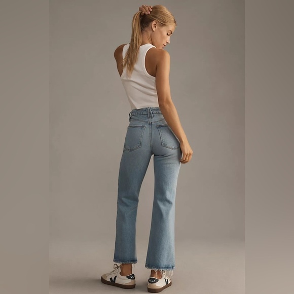 NWT!Anthro INDIGO510 Good American Good Legs Mid-Rise Cropped Mini Boot Jeans ⚽️ - Picture 4 of 7